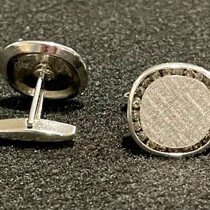 Silver Tone Cufflinks with Gemstone Ring by Swank
